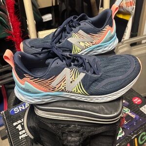 New Balance Navy Running Sneakers with Coral and Light Blue Accents